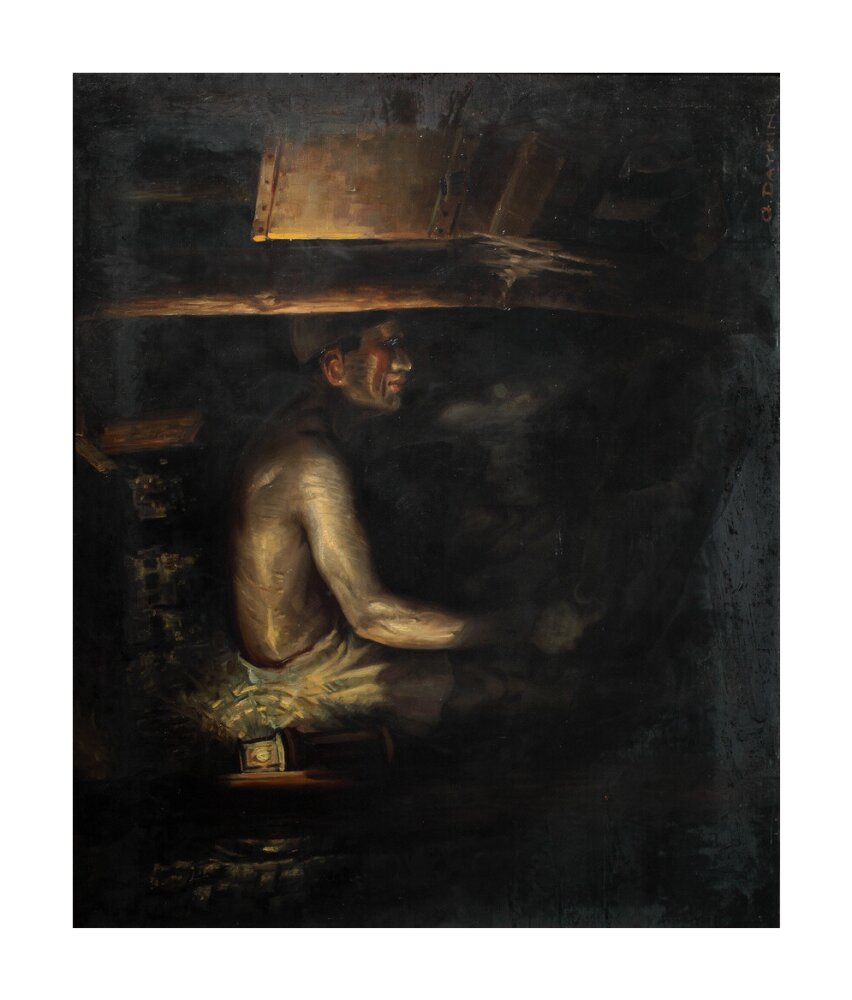 Coal miner, c 1930. unstretched canvas large none Art Print - Science Museum Shop
