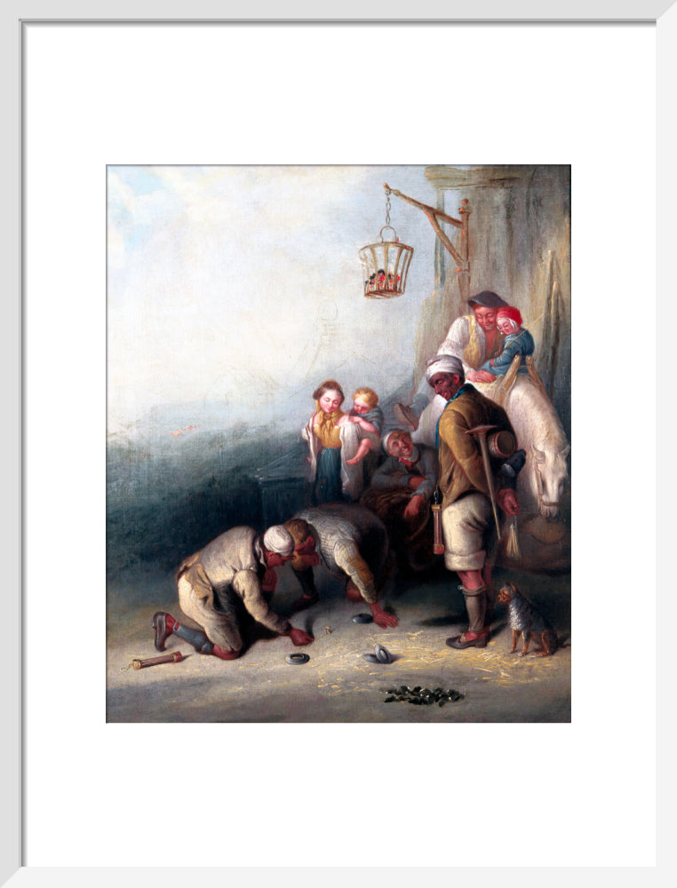'The Disputed Shot', pitmen playing quoits, c 1836. art print medium white Art Print - Science Museum Shop