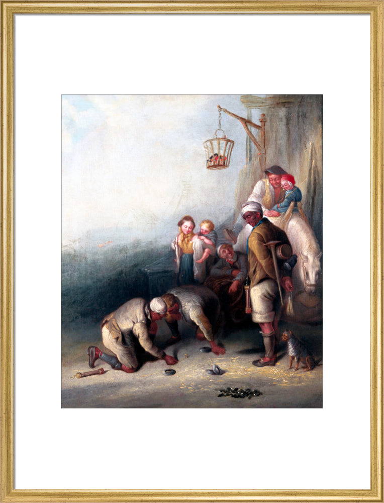 'The Disputed Shot', pitmen playing quoits, c 1836. art print large gold Art Print - Science Museum Shop