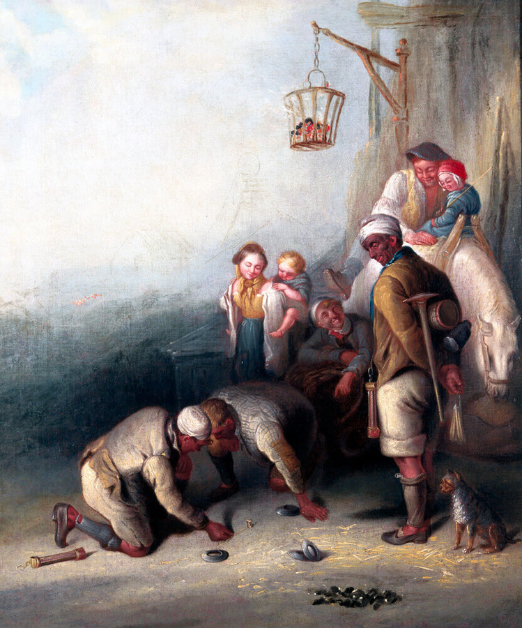 'The Disputed Shot', pitmen playing quoits, c 1836. Art Print - Science Museum Shop