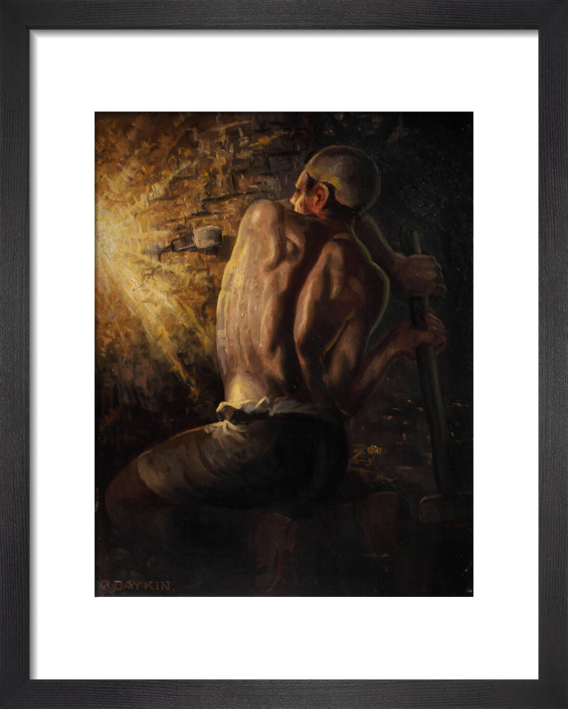 Miner wedging down coal, 1937-1938. art print extra small black Art Print - Science Museum Shop