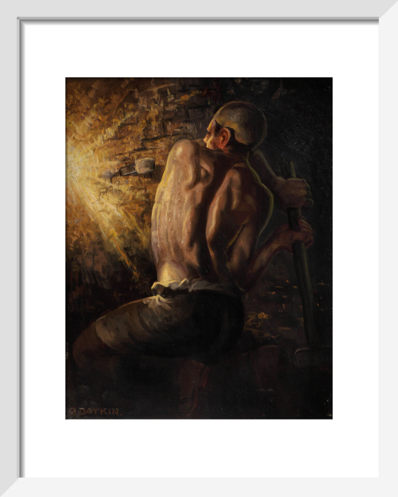 Miner wedging down coal, 1937-1938. art print extra small white Art Print - Science Museum Shop