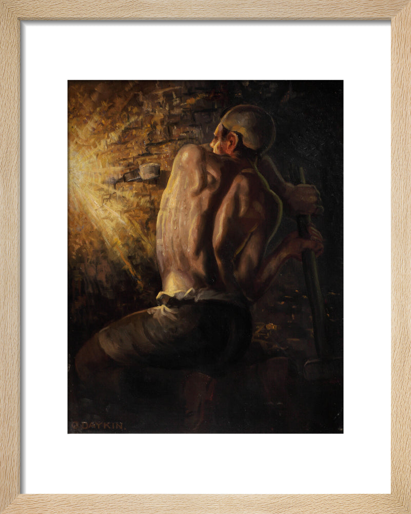 Miner wedging down coal, 1937-1938. art print extra small natural Art Print - Science Museum Shop