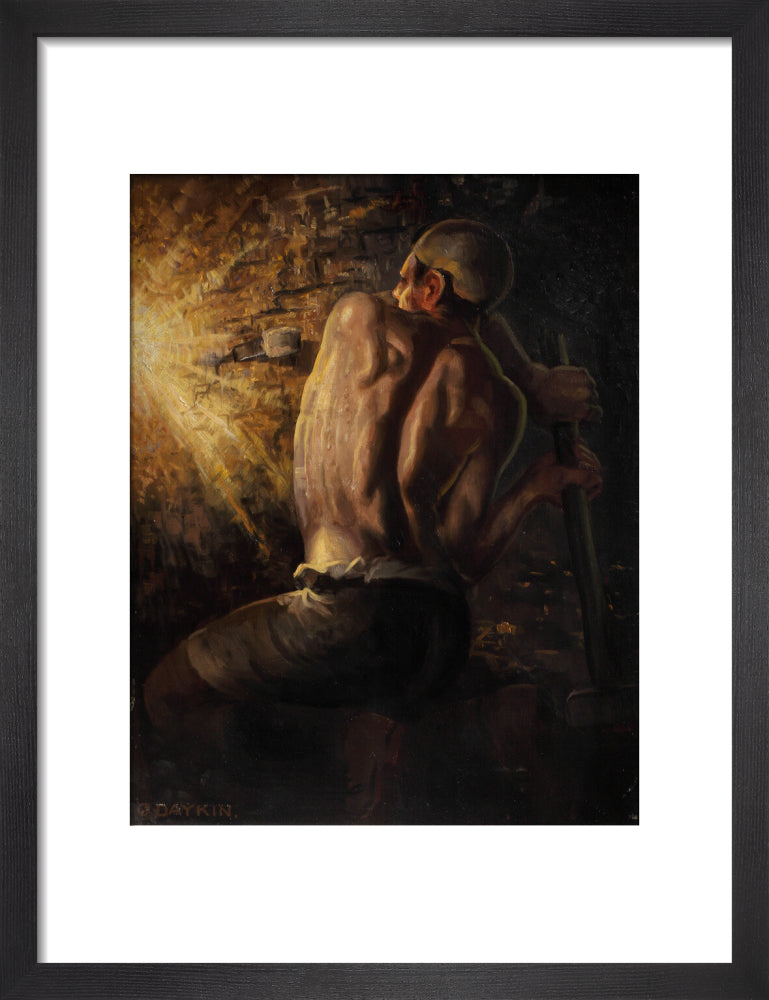 Miner wedging down coal, 1937-1938. art print small black Art Print - Science Museum Shop