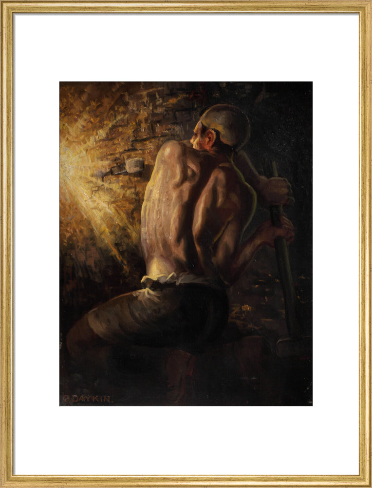 Miner wedging down coal, 1937-1938. art print large gold Art Print - Science Museum Shop