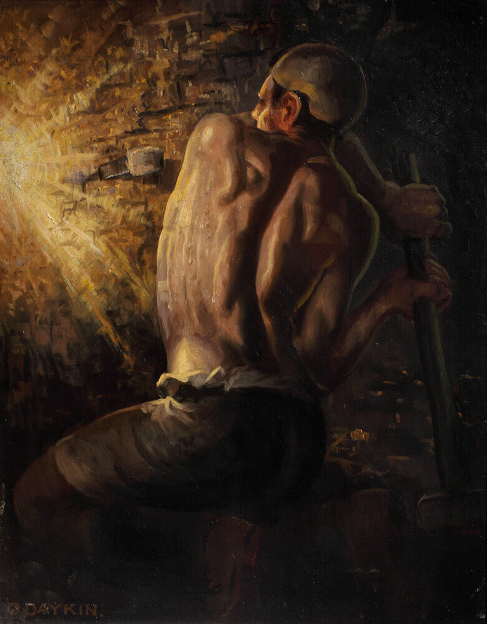 Miner wedging down coal, 1937-1938. Art Print - Science Museum Shop