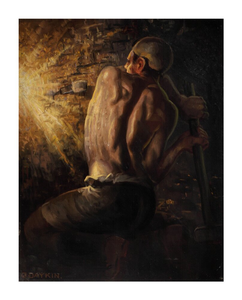 Miner wedging down coal, 1937-1938. unstretched canvas extra large none Art Print - Science Museum Shop