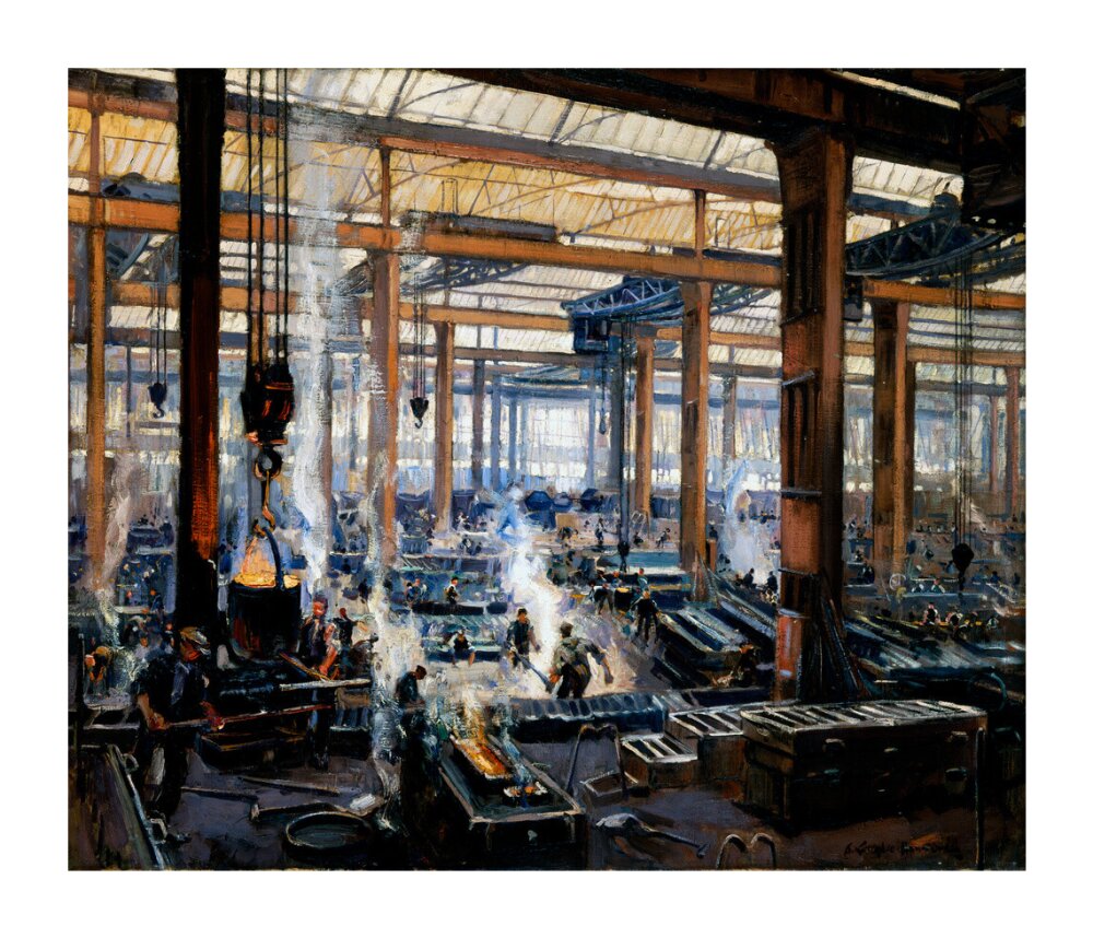 'Industrial Workshop (a steel works)', 1910. unstretched canvas extra large none Art Print - Science Museum Shop