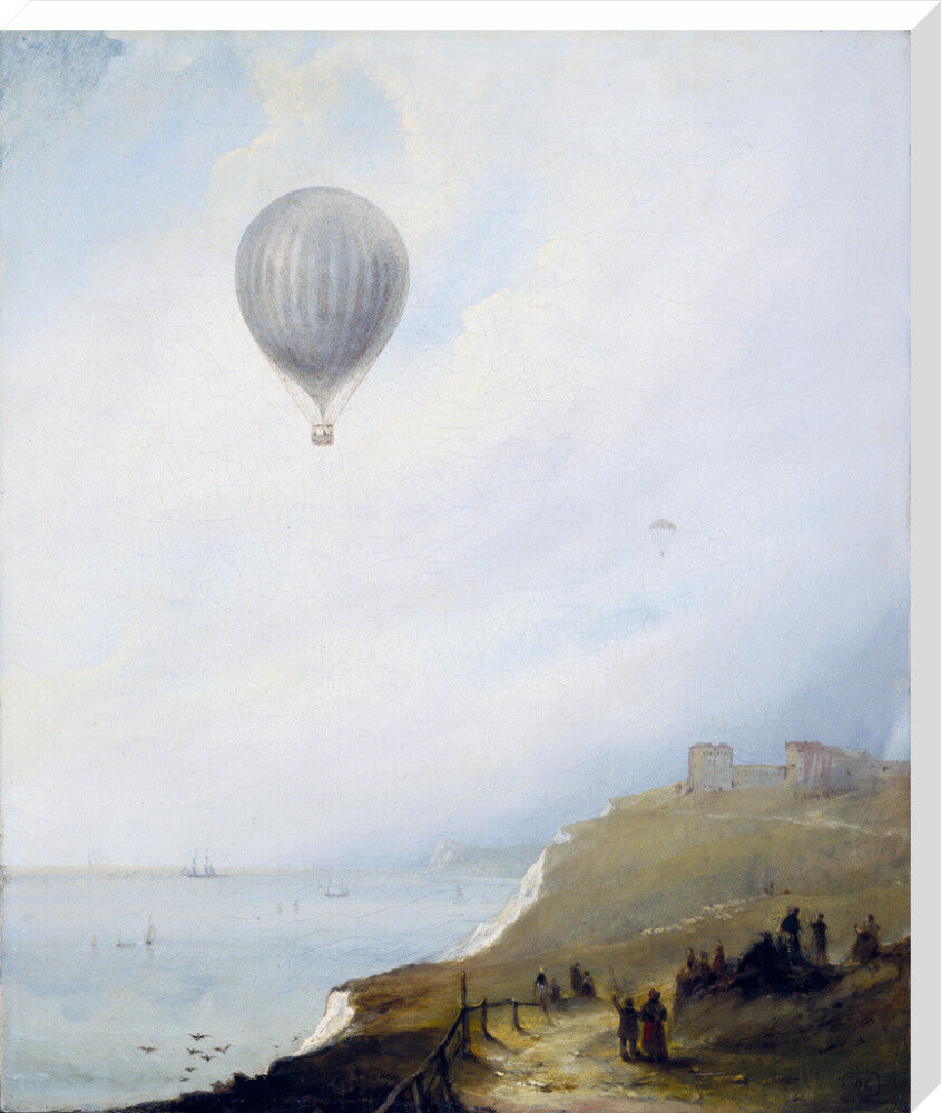 'Balloon Over Cliffs', Dover, Kent, 1840. stretched canvas extra large none Art Print - Science Museum Shop
