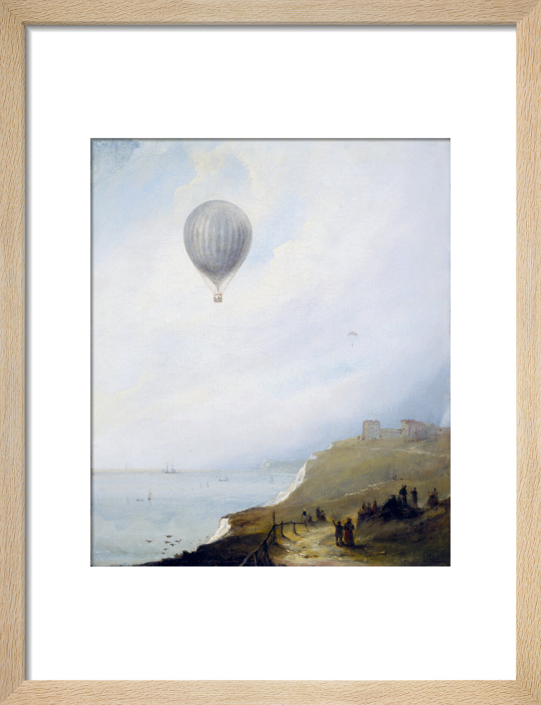 'Balloon Over Cliffs', Dover, Kent, 1840. art print small natural Art Print - Science Museum Shop