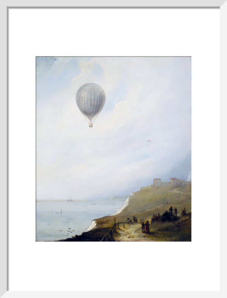 'Balloon Over Cliffs', Dover, Kent, 1840. art print medium white Art Print - Science Museum Shop