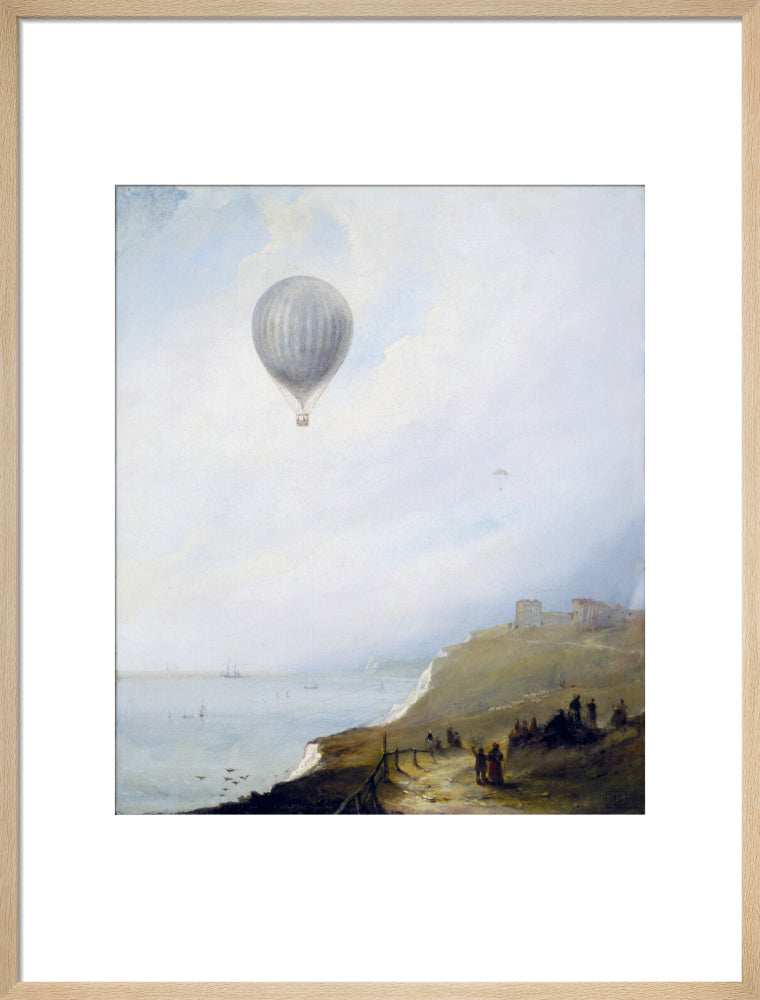 'Balloon Over Cliffs', Dover, Kent, 1840. art print large natural Art Print - Science Museum Shop