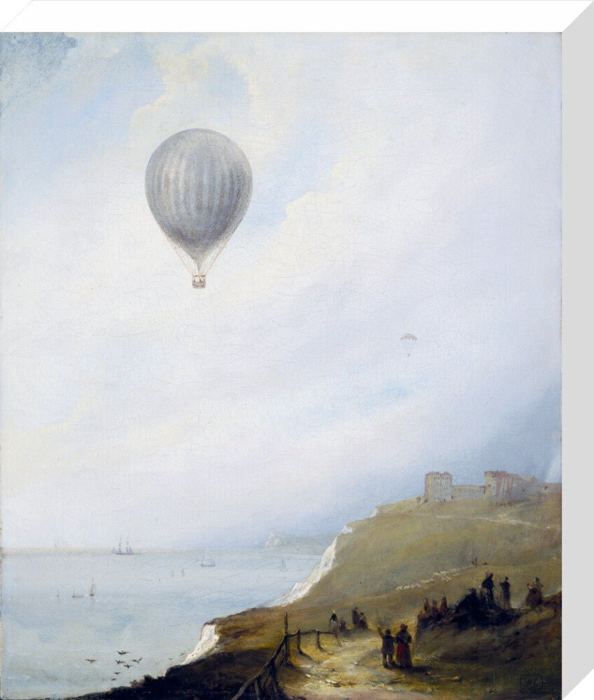'Balloon Over Cliffs', Dover, Kent, 1840. stretched canvas medium none Art Print - Science Museum Shop