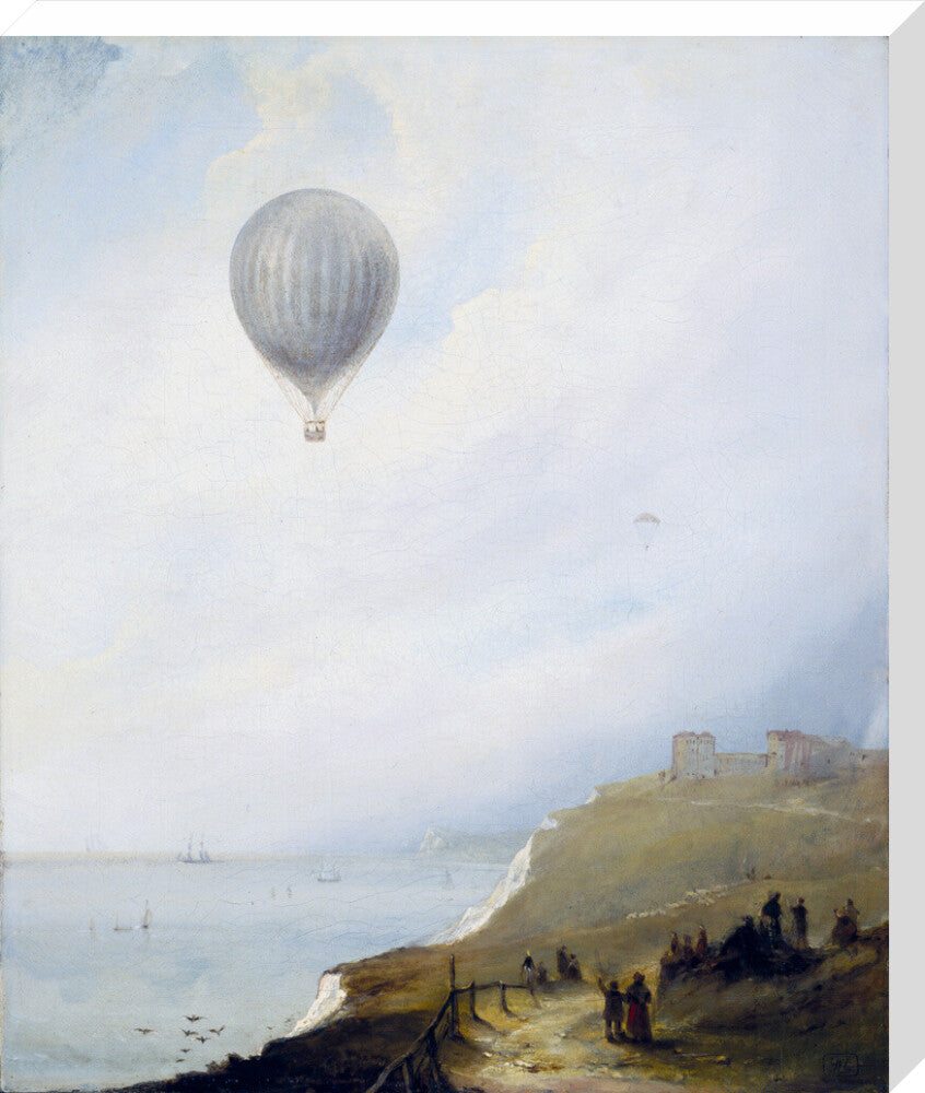 'Balloon Over Cliffs', Dover, Kent, 1840. stretched canvas large none Art Print - Science Museum Shop
