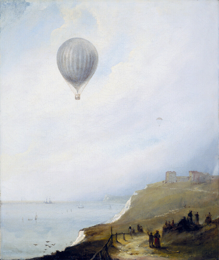'Balloon Over Cliffs', Dover, Kent, 1840. Art Print - Science Museum Shop