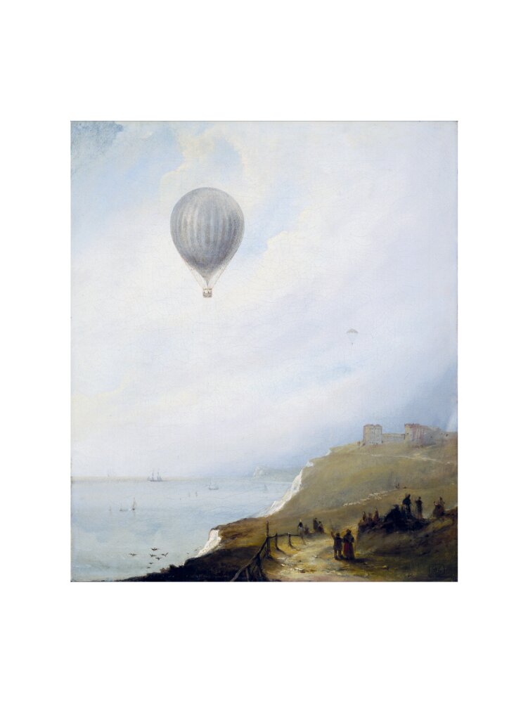 'Balloon Over Cliffs', Dover, Kent, 1840. art print small none Art Print - Science Museum Shop