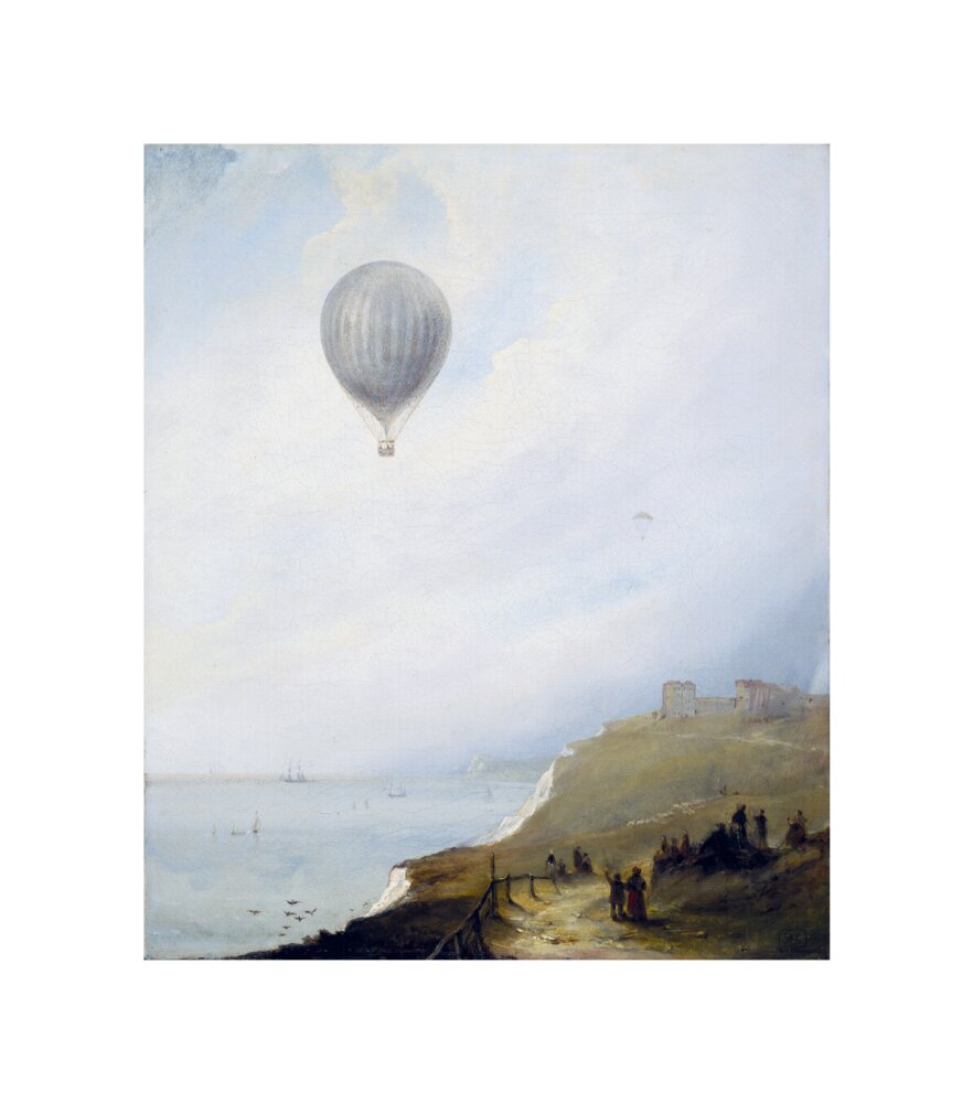 'Balloon Over Cliffs', Dover, Kent, 1840. unstretched canvas small none Art Print - Science Museum Shop