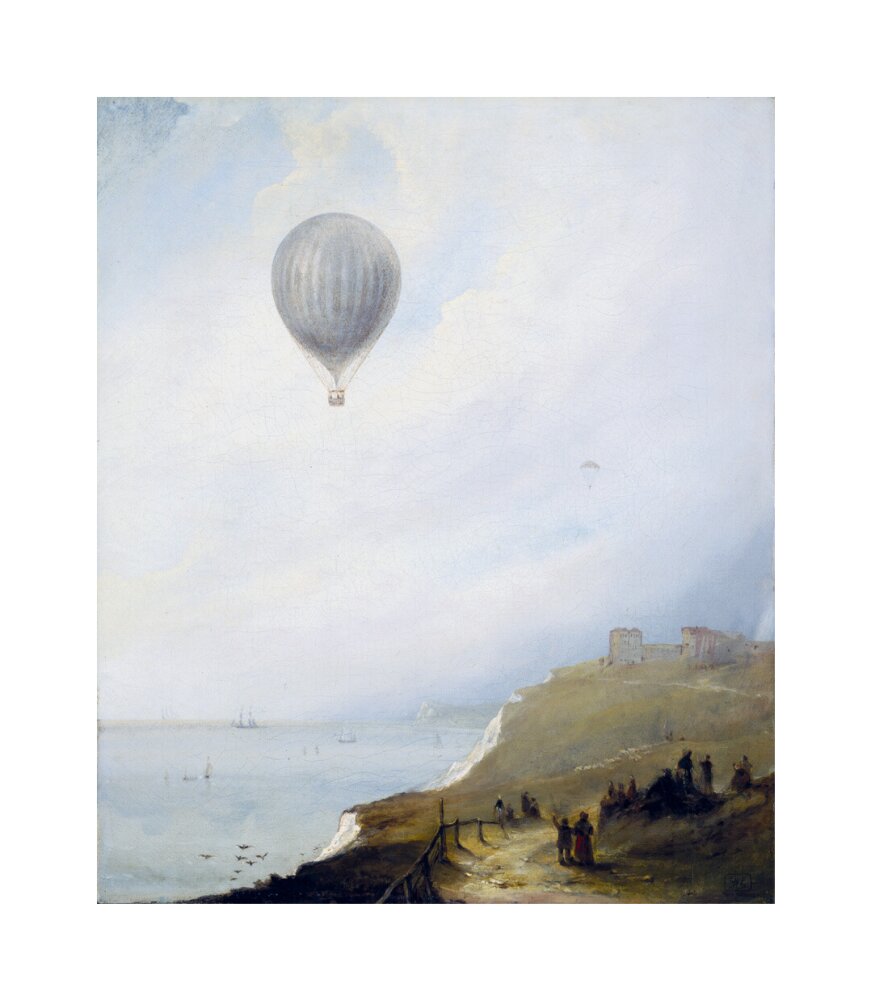 'Balloon Over Cliffs', Dover, Kent, 1840. unstretched canvas medium none Art Print - Science Museum Shop