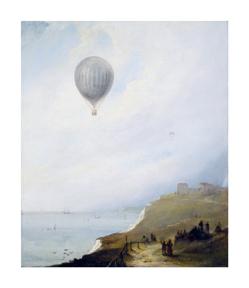 'Balloon Over Cliffs', Dover, Kent, 1840. unstretched canvas large none Art Print - Science Museum Shop