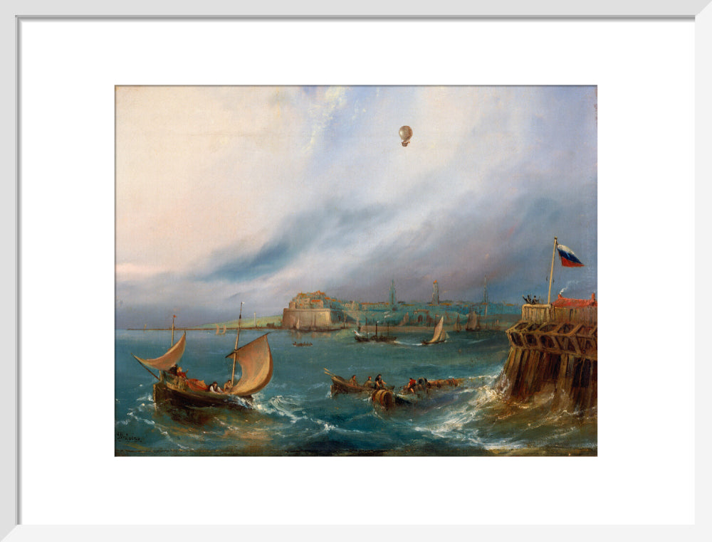 The first balloon crossing of the English Channel, 7 January 1785. art print medium white Art Print - Science Museum Shop