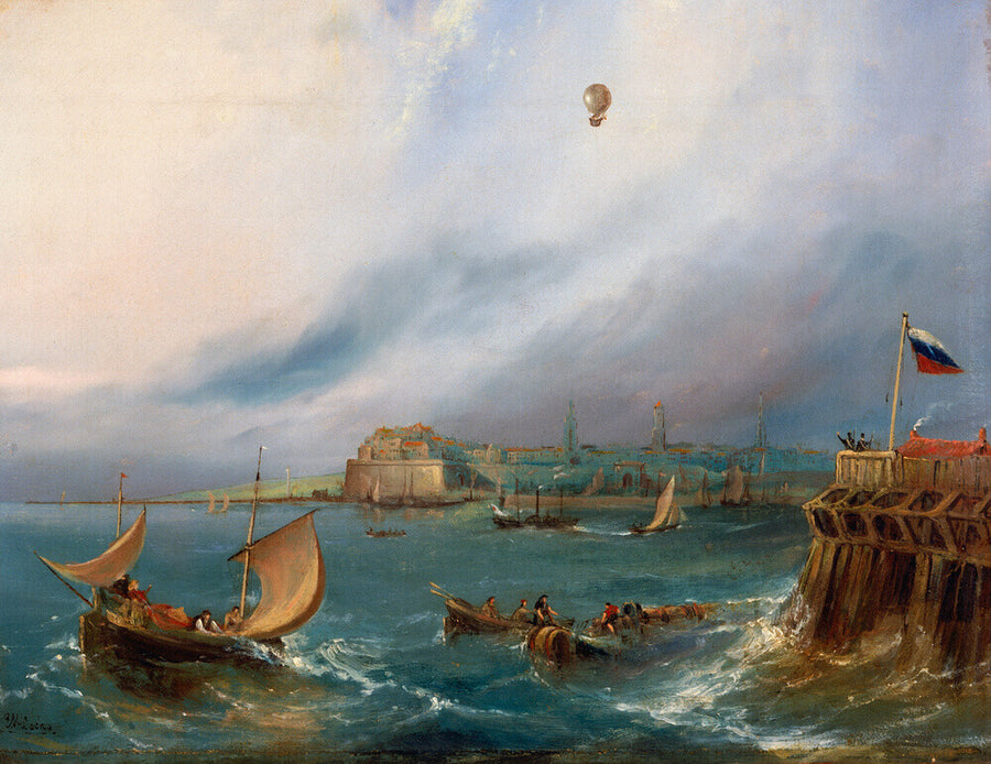 The first balloon crossing of the English Channel, 7 January 1785. Art Print - Science Museum Shop