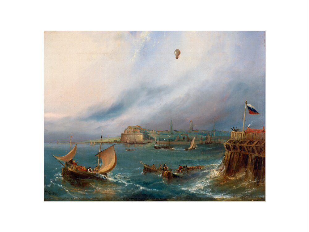 The first balloon crossing of the English Channel, 7 January 1785. art print medium none Art Print - Science Museum Shop