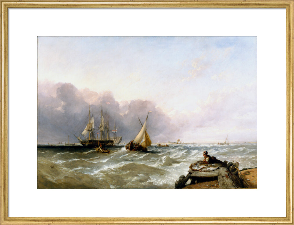 'Shipping off the Dutch Coast', c 1830. art print large gold Art Print - Science Museum Shop
