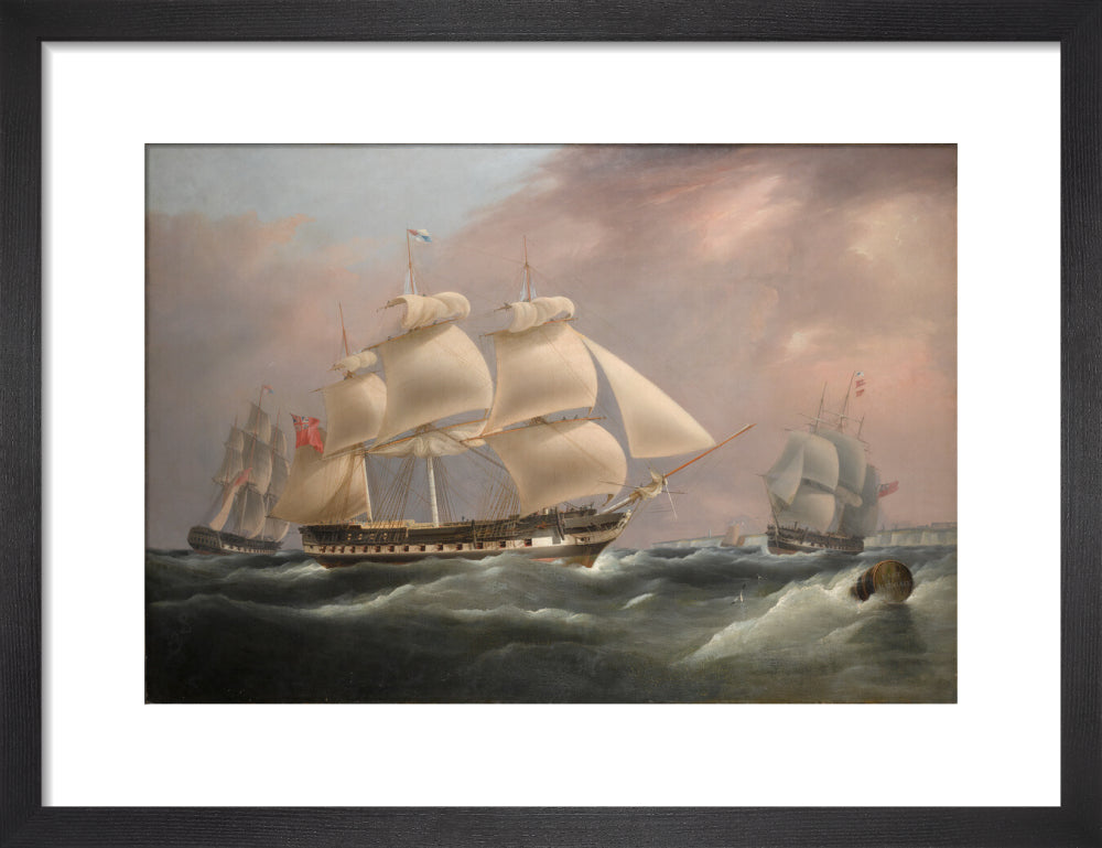 'East Indiaman Herefordshire', 1815. art print small black Art Print - Science Museum Shop