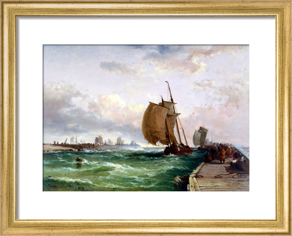 Dutch luggers entering harbour, Dunkirk, France, 1886. art print extra small gold Art Print - Science Museum Shop