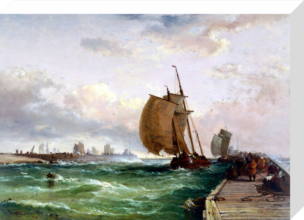 Dutch luggers entering harbour, Dunkirk, France, 1886. stretched canvas medium none Art Print - Science Museum Shop