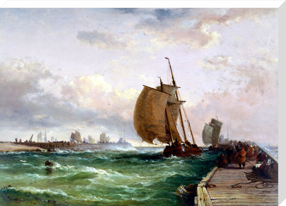 Dutch luggers entering harbour, Dunkirk, France, 1886. stretched canvas extra large none Art Print - Science Museum Shop