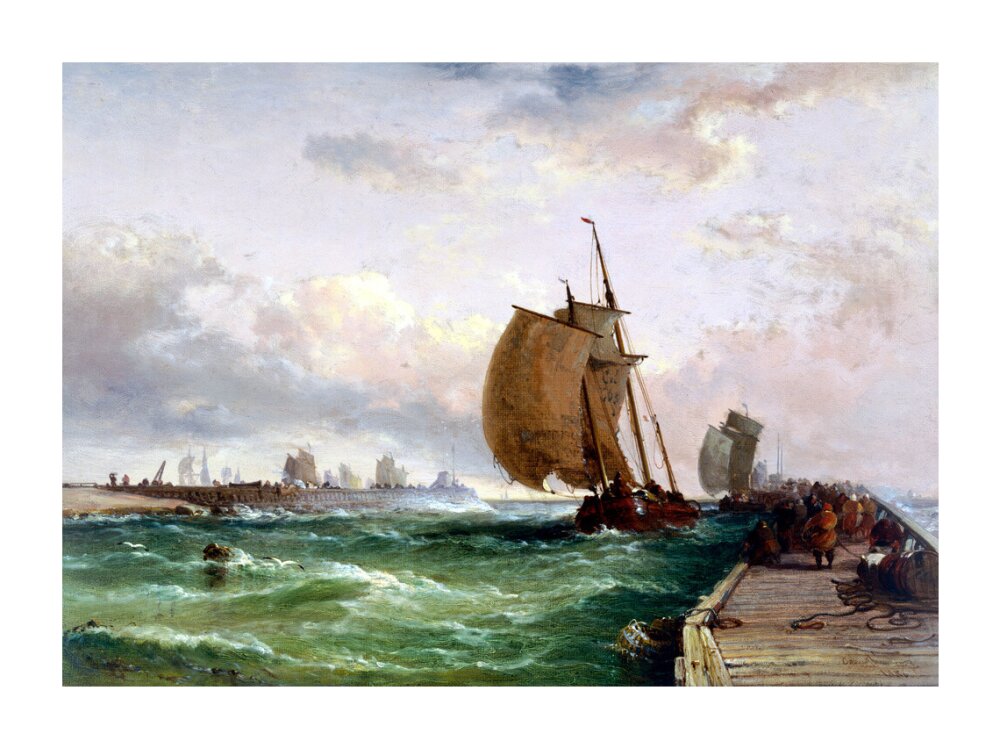 Dutch luggers entering harbour, Dunkirk, France, 1886. unstretched canvas extra large none Art Print - Science Museum Shop
