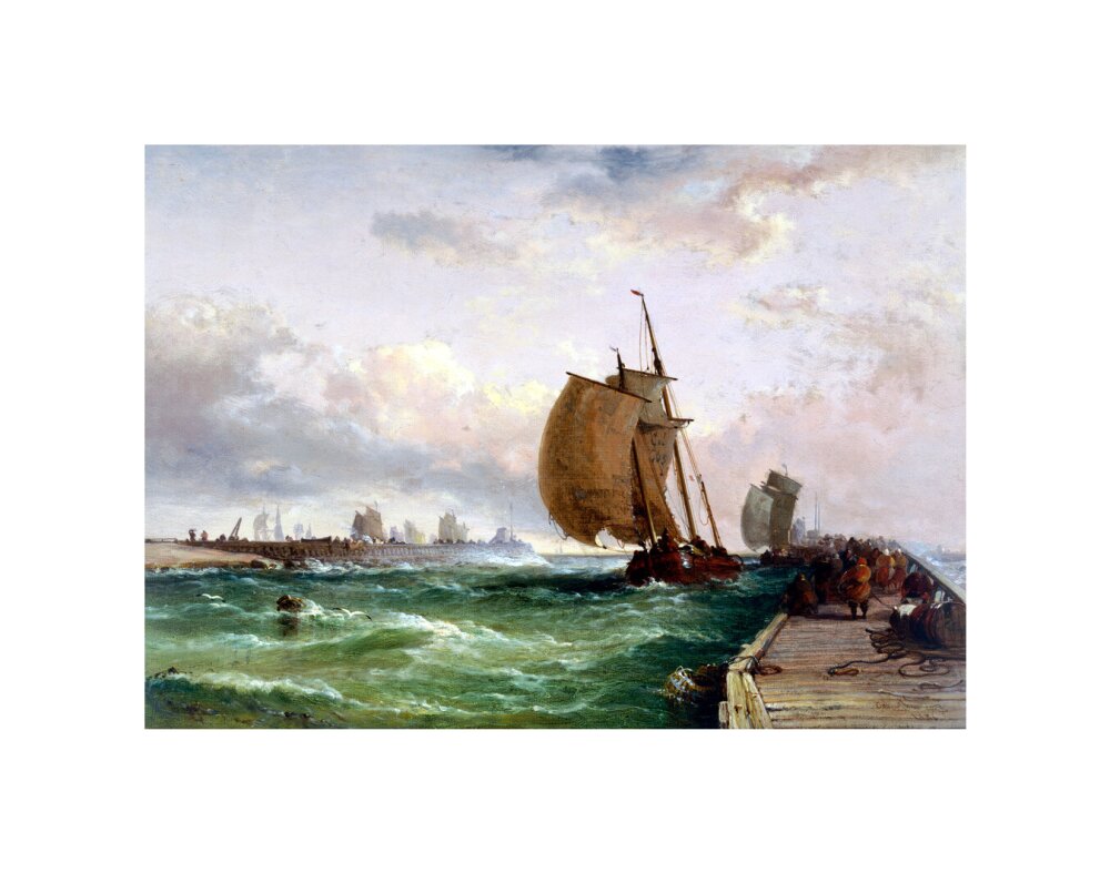 Dutch luggers entering harbour, Dunkirk, France, 1886. unstretched canvas small none Art Print - Science Museum Shop