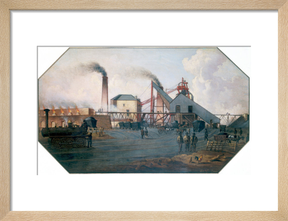'North Eastern coalfield: colliery pit-head and coking ovens', c 1845. art print small natural Art Print - Science Museum Shop