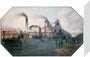 'North Eastern coalfield: colliery pit-head and coking ovens', c 1845. stretched canvas small none Art Print - Science Museum Shop