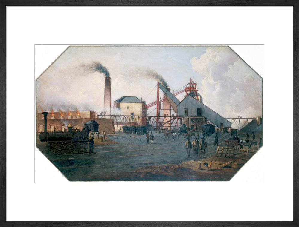 'North Eastern coalfield: colliery pit-head and coking ovens', c 1845. art print large black Art Print - Science Museum Shop
