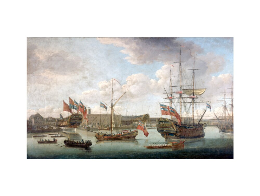 'Launch at Deptford Dockyard', c 1750. art print large none Art Print - Science Museum Shop