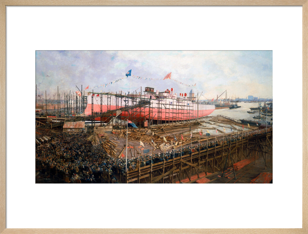 Launch of the 'Fuji' at Blackwall, London, 31 March 1896. art print large natural Art Print - Science Museum Shop