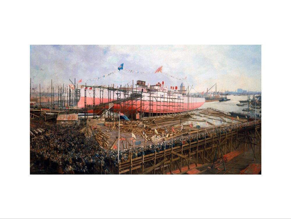 Launch of the 'Fuji' at Blackwall, London, 31 March 1896. art print large none Art Print - Science Museum Shop