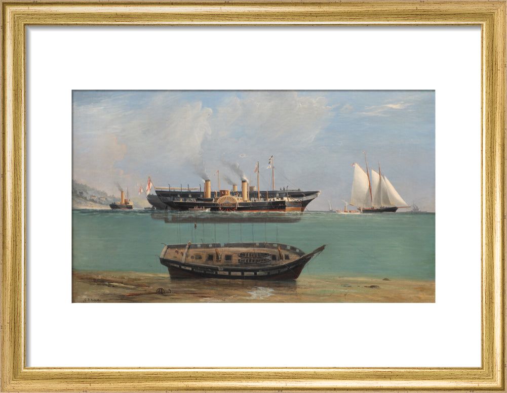 Painting of HMS Eurydice under salvage by Charles Robert Ricketts, 1882. art print small gold Art Print - Science Museum Shop