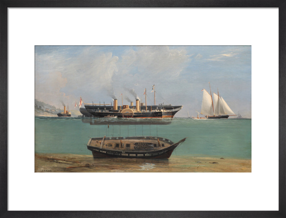 Painting of HMS Eurydice under salvage by Charles Robert Ricketts, 1882. art print medium black Art Print - Science Museum Shop