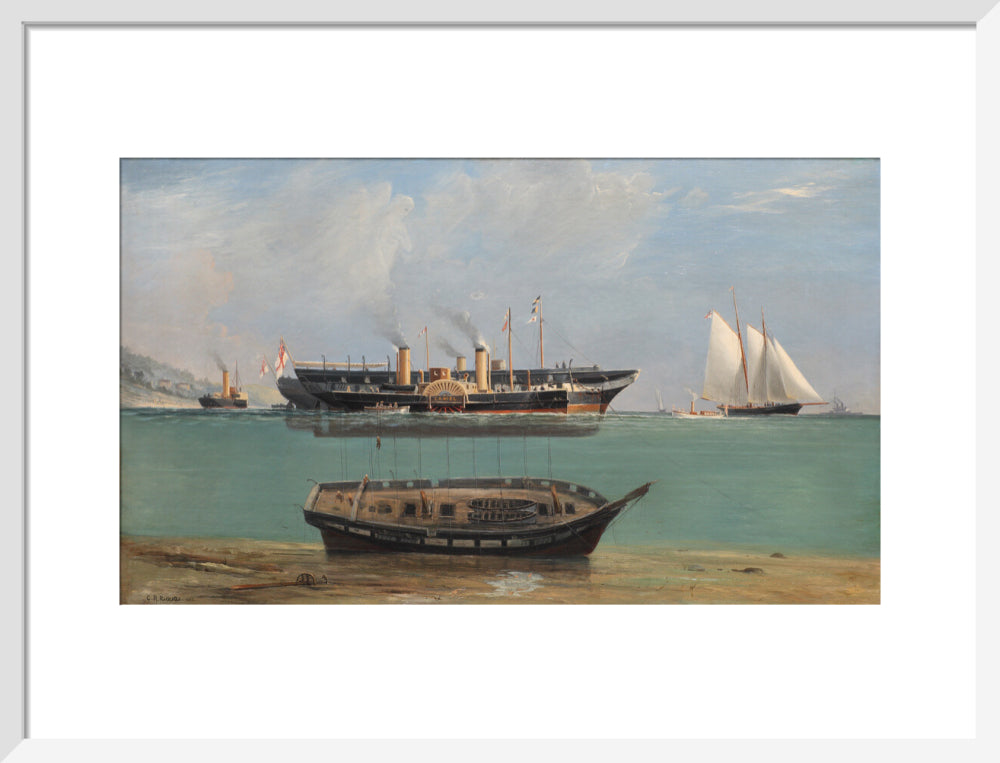 Painting of HMS Eurydice under salvage by Charles Robert Ricketts, 1882. art print medium white Art Print - Science Museum Shop