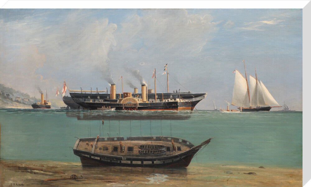 Painting of HMS Eurydice under salvage by Charles Robert Ricketts, 1882. stretched canvas extra large none Art Print - Science Museum Shop