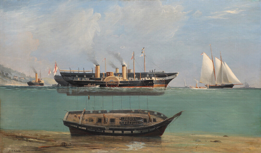 Painting of HMS Eurydice under salvage by Charles Robert Ricketts, 1882. Art Print - Science Museum Shop