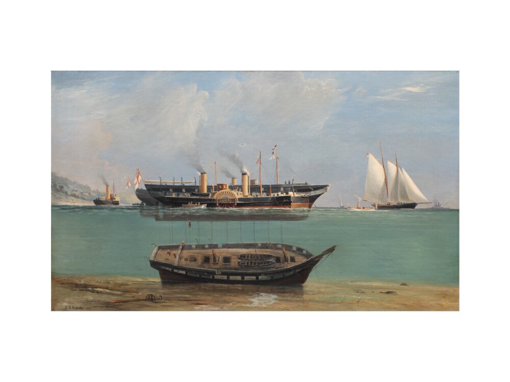 Painting of HMS Eurydice under salvage by Charles Robert Ricketts, 1882. art print small none Art Print - Science Museum Shop