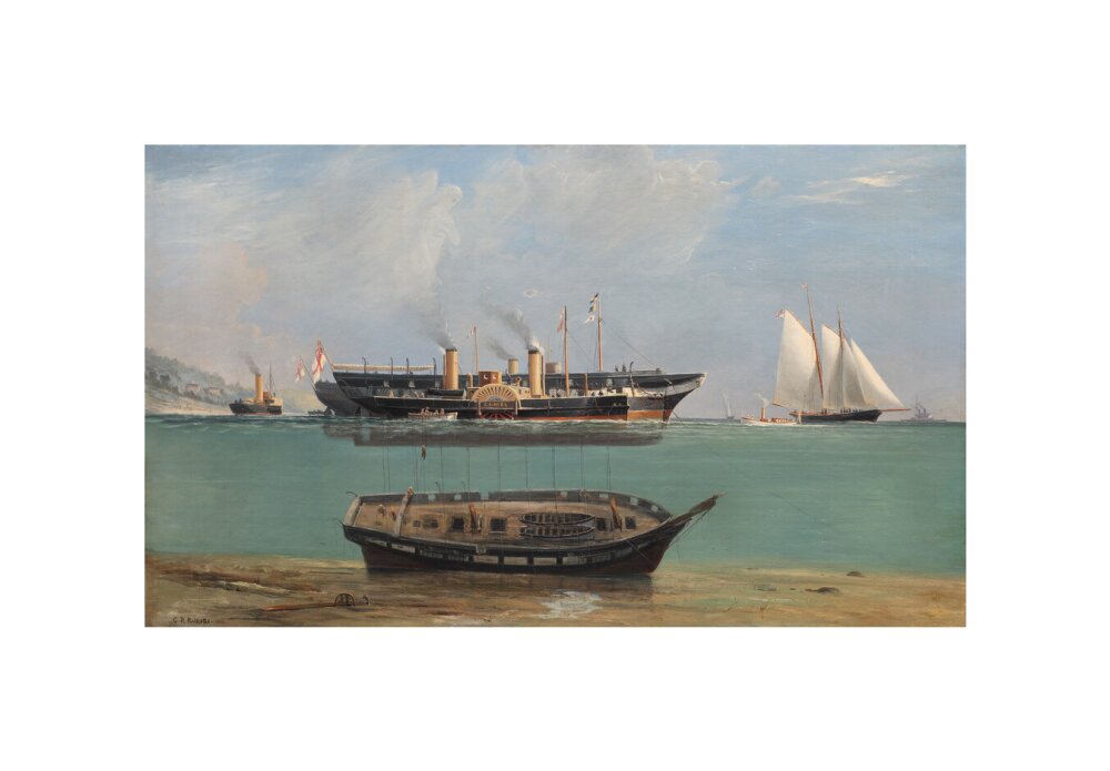 Painting of HMS Eurydice under salvage by Charles Robert Ricketts, 1882. unstretched canvas small none Art Print - Science Museum Shop