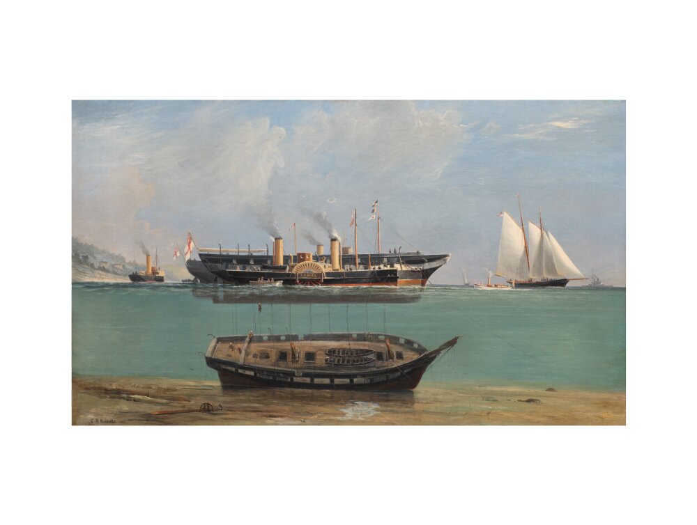 Painting of HMS Eurydice under salvage by Charles Robert Ricketts, 1882. art print large none Art Print - Science Museum Shop