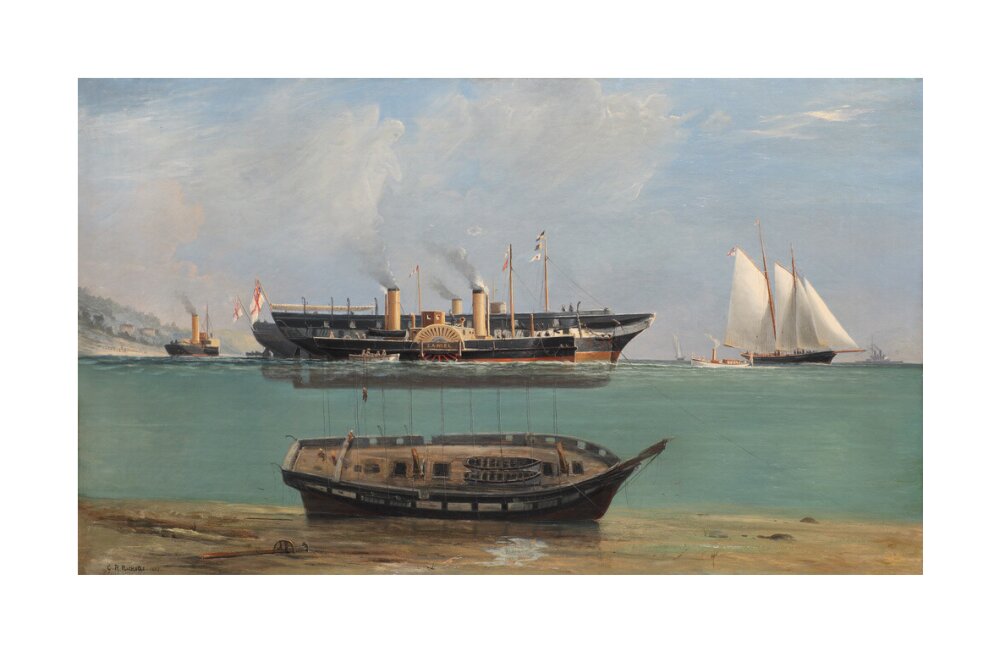 Painting of HMS Eurydice under salvage by Charles Robert Ricketts, 1882. unstretched canvas large none Art Print - Science Museum Shop