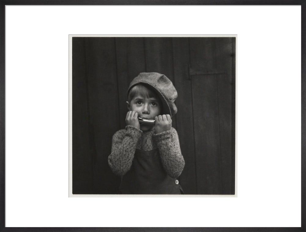 Boy playing the harmonica, about 1925 art print extra large black Art Print - Science Museum Shop