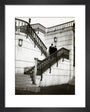 Couple walking down steps art print extra small black Art Print - Science Museum Shop